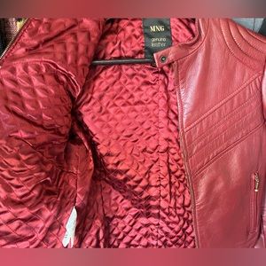 Mango red leather jacket XS